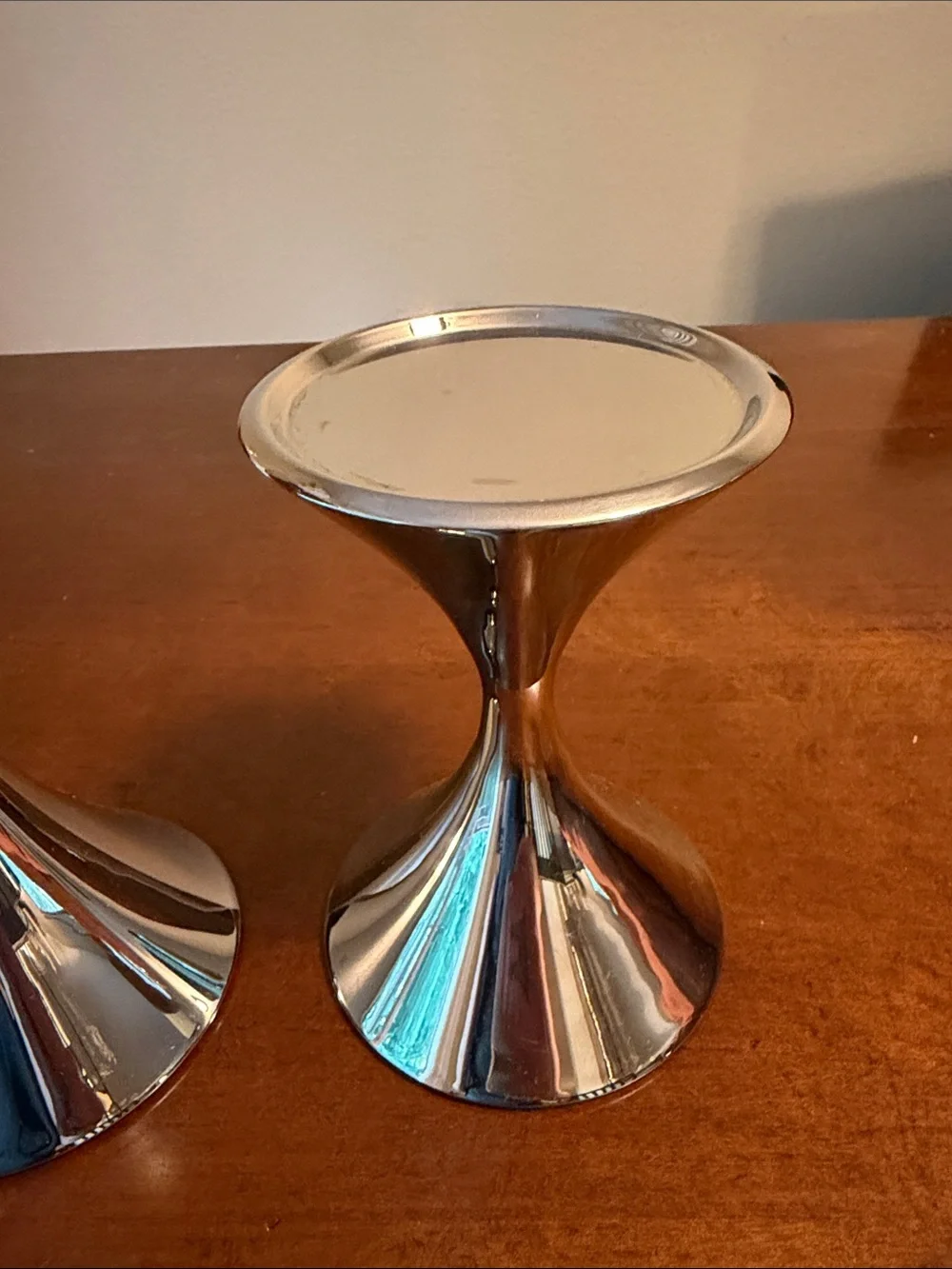 Robert Welch Arden Modern Stainless Hourglass Candle Holders - Set of 2